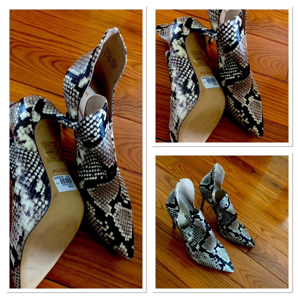 Aldo snake skin booties/pump